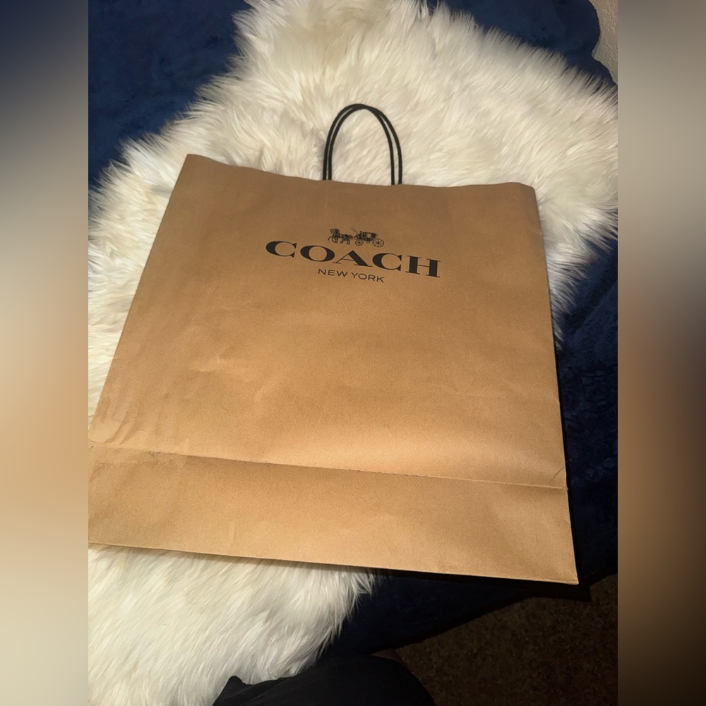 Coach Tan Shopping Bag with Black Handles